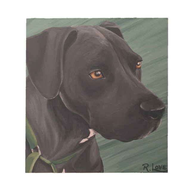 Schwarzer Pitbull Notizblock (Vorderseite)