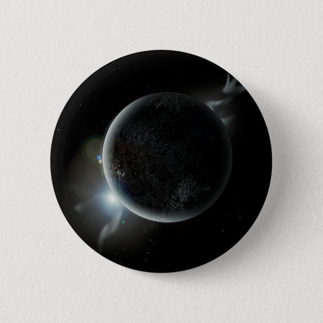 Schwarzer Planet 3D-Abbildung im Universum Button (Vorderseite)