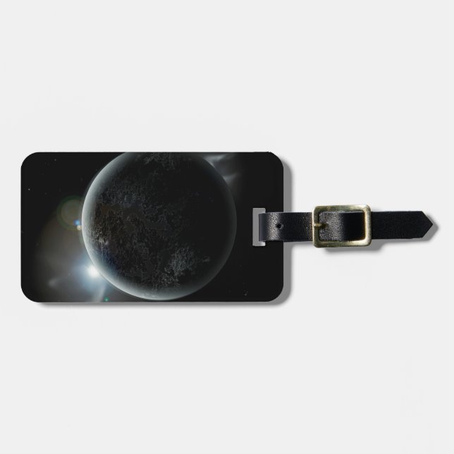 Schwarzer Planet 3D-Abbildung im Universum Gepäckanhänger (Vorderseite horizontal)