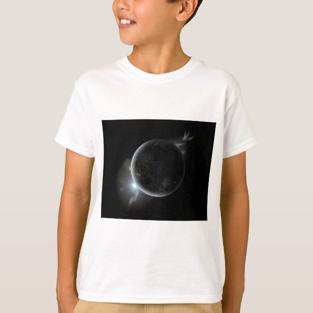 Schwarzer Planet 3D-Abbildung im Universum T-Shirt (Vorderseite)