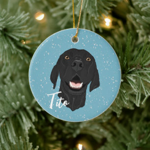 Schwarzer Pointer Puppy Keramik Ornament