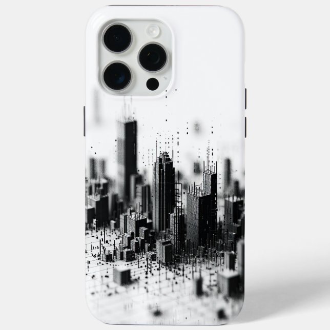 Schwarzer Pointillismus monochrome urbane Architek Case-Mate iPhone Hülle (Rückseite)