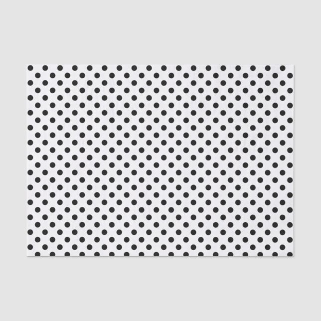 Schwarzer Polka Dot auf Weißzungenpapier Seidenpapier (Vorderseite)