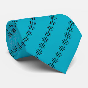 Schwarzer Polka Dot Circles-Muster auf Cyan Blue Krawatte