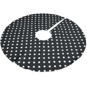 Schwarzer Polka-Dot Polyester Weihnachtsbaumdecke