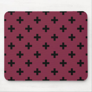 Schwarzer Polka kreuzt auf Maulbeere Mousepad