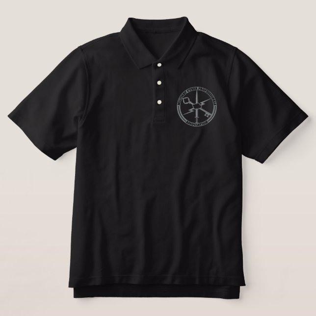 Schwarzer Polo mit grauem MCPA-Logo (Design Vorderseite)