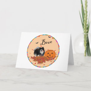 Schwarzer Pomeranian Halloween Karte