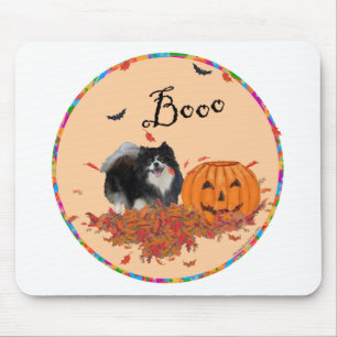 Schwarzer Pomeranian Halloween Mousepad