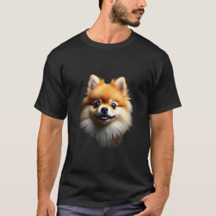 Schwarzer Pomeranian-Hund Pom Gesicht T-Shirt