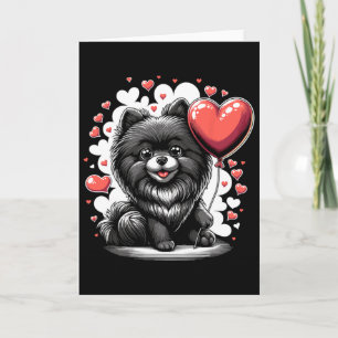 Schwarzer Pomeranian-Hund Valentinstag Hundebesitz Karte
