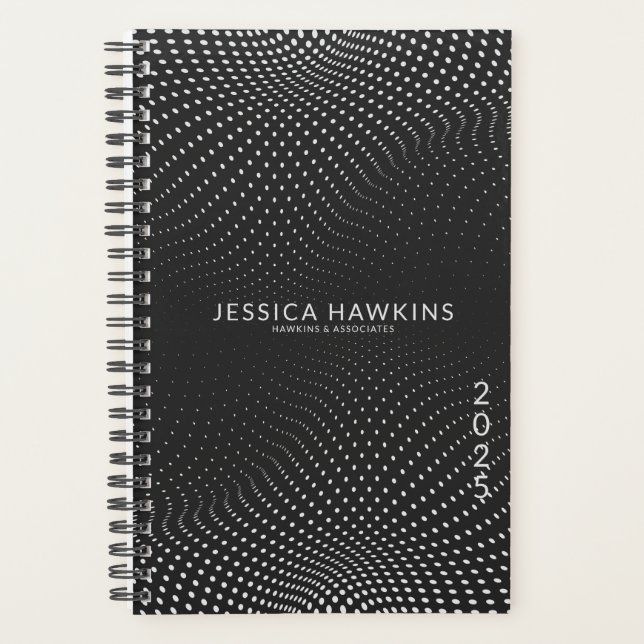 Schwarzer Pop Dots Year Planer (Vorderseite)