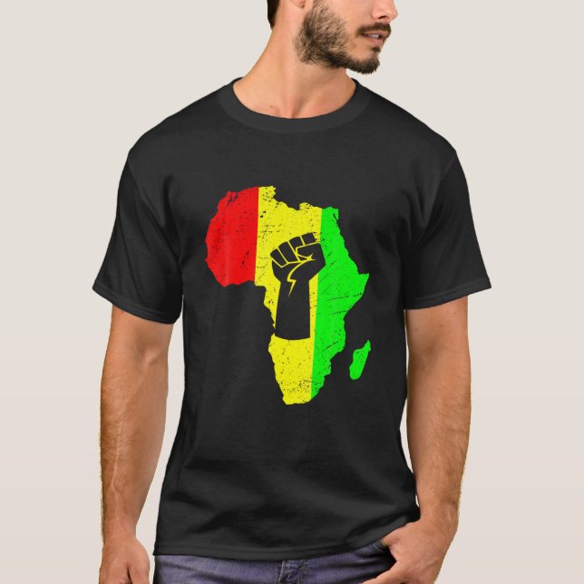 Schwarzer Power Frische Afrika Karte Inspiration B T-Shirt (Vorderseite)
