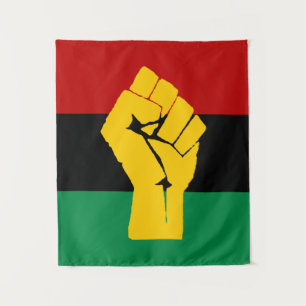 Schwarzer Power Pan Afrikanische Flagge Wandteppich