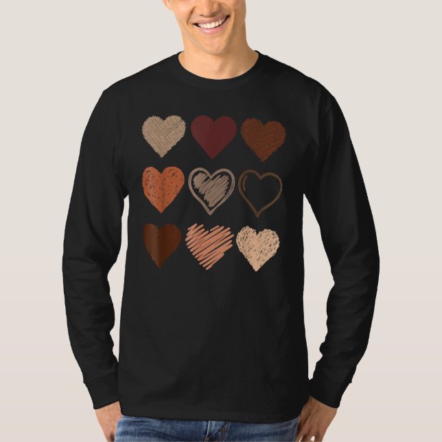 Schwarzer Pride Melanin Skin Tone Herz Schwarze Ge T-Shirt (Vorderseite)