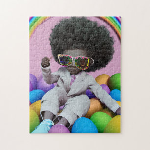Schwarzer Prinz Melanin Boys Ostereier Jagd Regenb