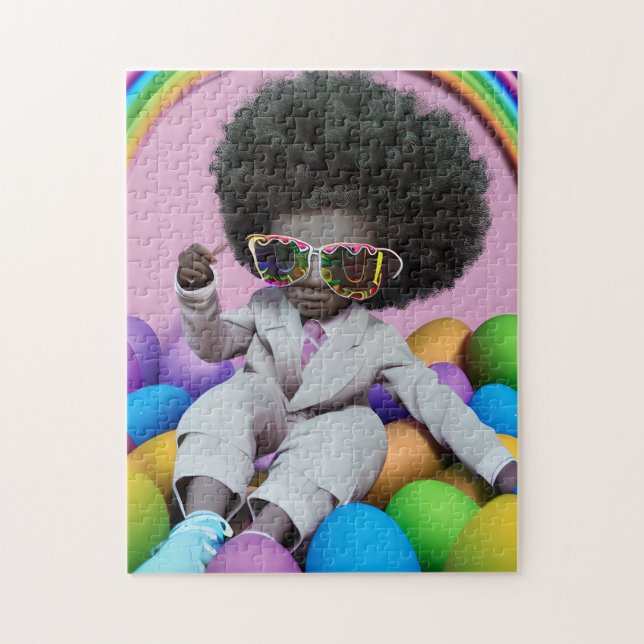 Schwarzer Prinz Melanin Boys Ostereier Jagd Regenb (Vertikal)