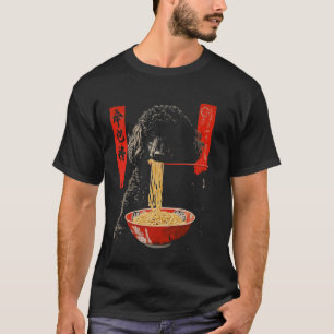 Schwarzer Pudel frisst Ramen T-Shirt