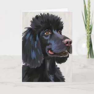 Schwarzer Pudel Hund Wasserfarbe Haustier Karte