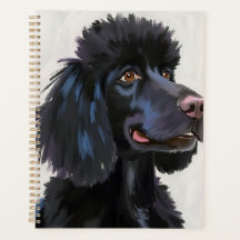 Schwarzer Pudel | Hund Wasserfarbe Haustiermalerei