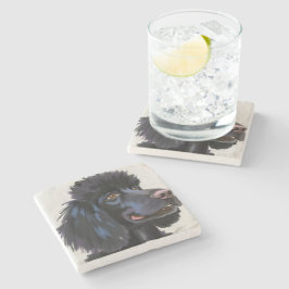 Schwarzer Pudel | Hunde-Wasserfarben-Haustiermaler Steinuntersetzer
