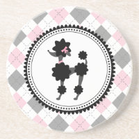 Schwarzer Pudel/Rosa-und Grau-Raute