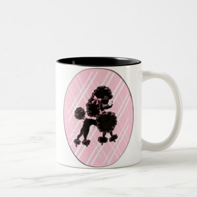 schwarzer Pudel Zweifarbige Tasse (Rechts)