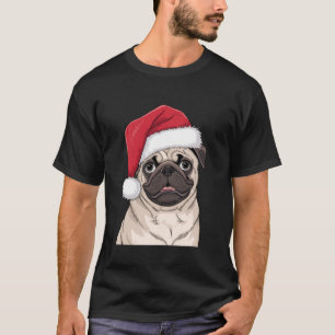 Schwarzer Pug Weihnachten Santa Hund Pug Liebhaber T-Shirt