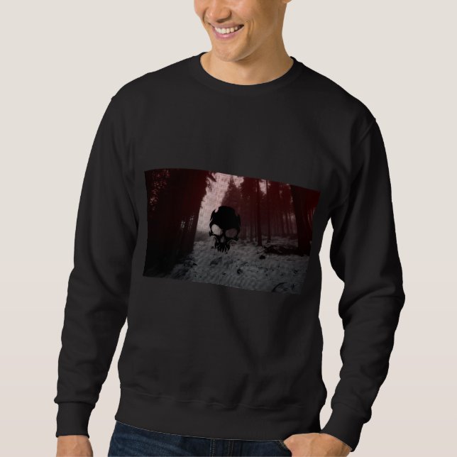 Schwarzer Pullover mit grafischem Design (Vorderseite)
