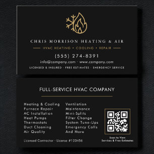 Schwarzer QR-Code für HVAC-Serviceunternehmen Visitenkarte