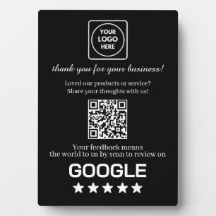 Schwarzer QR-Code Google Business Bewertungsanze Fotoplatte