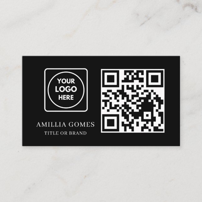 Schwarzer QR-Code | Minimalistisches modernes benu Visitenkarte (Vorderseite)