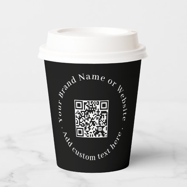 Schwarzer QR-Code | Moderne Geschäftspromotion-Des Pappbecher (Vorderseite)