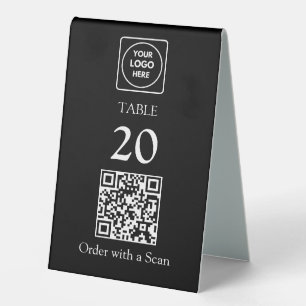 Schwarzer QR-Code Restaurant-Tischnummer Scannen Tischaufsteller
