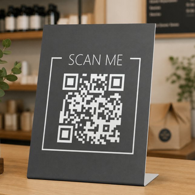 Schwarzer QR-Code Scanne Mich Geschäft Sockelschild (Von Creator hochgeladen)