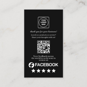 Schwarzer QR Facebook Bewertungen Benutzerdefini Visitenkarte