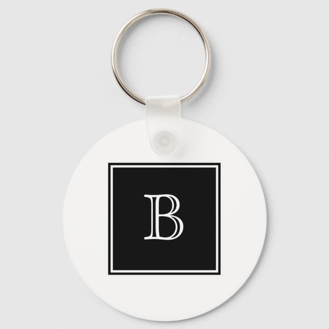 Schwarzer Quadrat Monogram Basic-Schlüsselanhänger Schlüsselanhänger (Vorderseite)