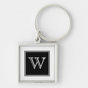 Schwarzer Quadrat Monogram Premium Schlüsselanhäng Schlüsselanhänger