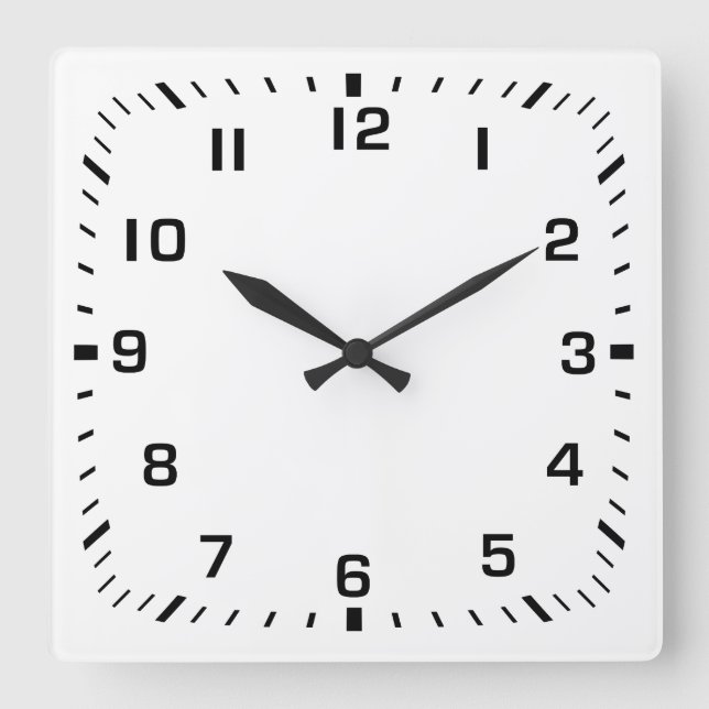 Schwarzer Quadratzenklammer Quadratische Wanduhr (Vorderseite)