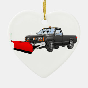 Schwarzer R-Schneepflug-Cartoon Keramik Ornament