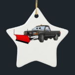 Schwarzer R-Schneepflug-Cartoon Keramikornament<br><div class="desc">Ein skurriler Cartoon holt sich mit einem Schneepflug ab,  der bereit ist,  den Schnee zu bewegen.</div>