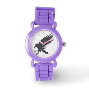 Schwarzer Rabe fliegen - Hintergrundfarbe auswähl Armbanduhr