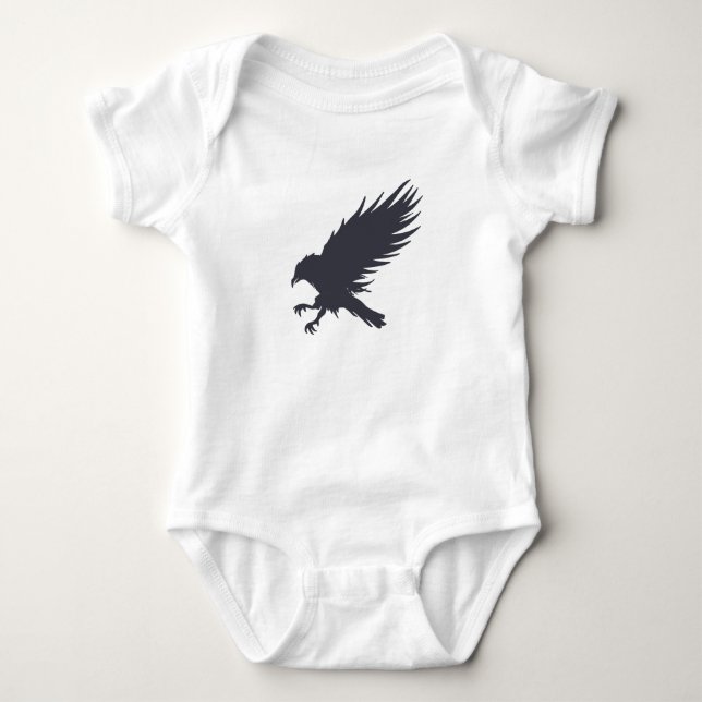 Schwarzer Rabe fliegen - Hintergrundfarbe auswähle Baby Strampler (Vorderseite)