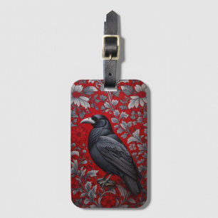 Schwarzer Rabe Rote Florale William Morris Inspiri Gepäckanhänger