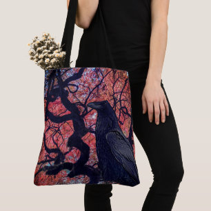 Schwarzer Rabe und knorriger japanischer Ahorn Tasche
