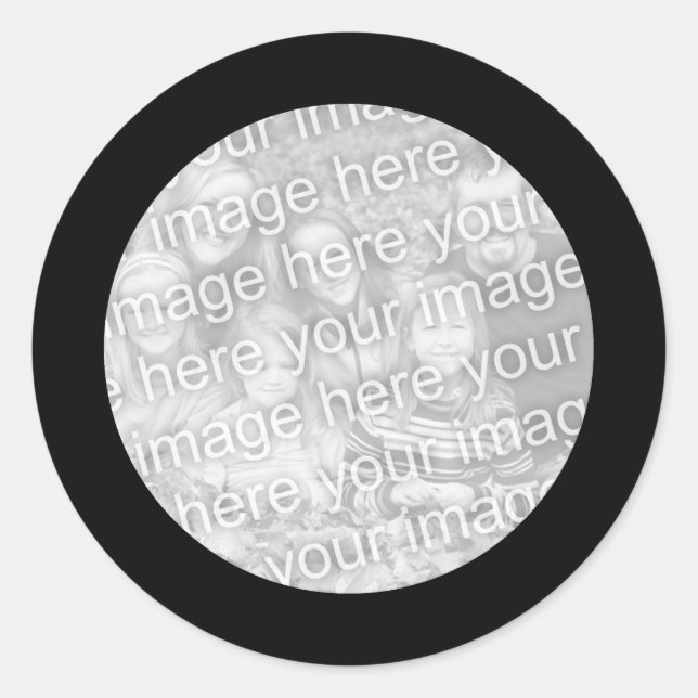 Schwarzer Rahmen Runder Aufkleber (Vorderseite)