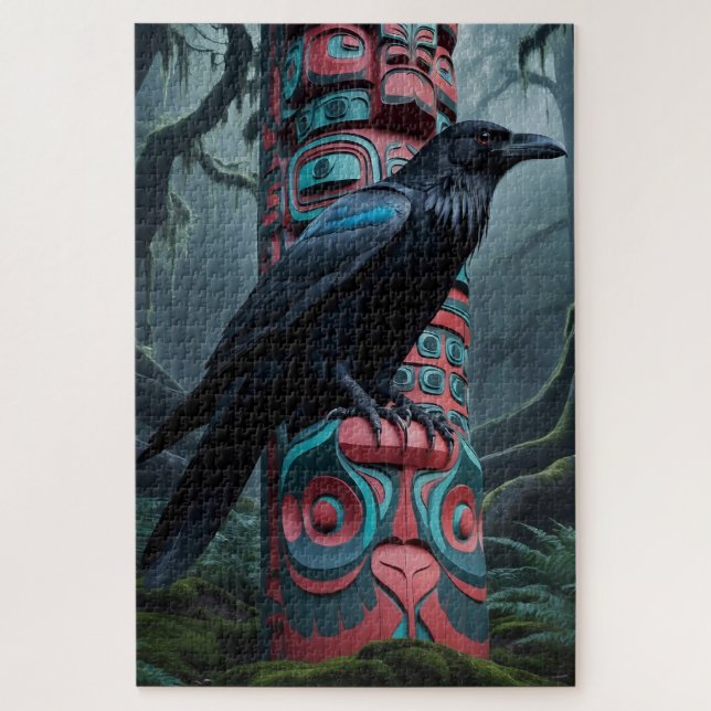 Schwarzer Rasen und Totem Pole Kunst und Kultur (Vertikal)