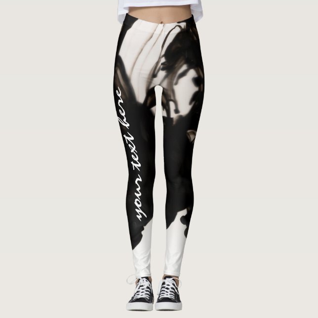 Schwarzer Rauch - bearbeitbarer Text Leggings (Vorderseite)
