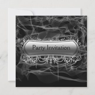 Schwarzer Rauch Silver Party Einladung