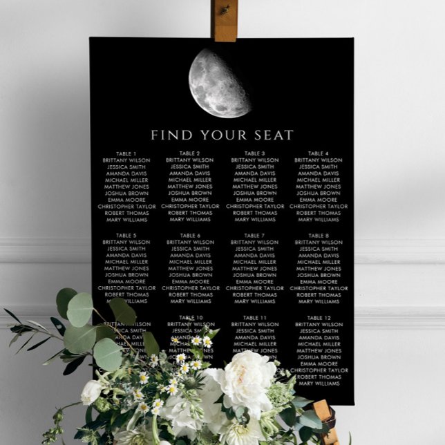 Schwarzer Raum und Nachtmond Hochzeitskarte Poster (Von Creator hochgeladen)
